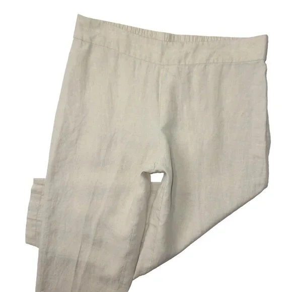 NWT Eileen Fisher Organic Linen Cropped Pant in Unnatural Pull-on Pants M - Picture 3 of 7